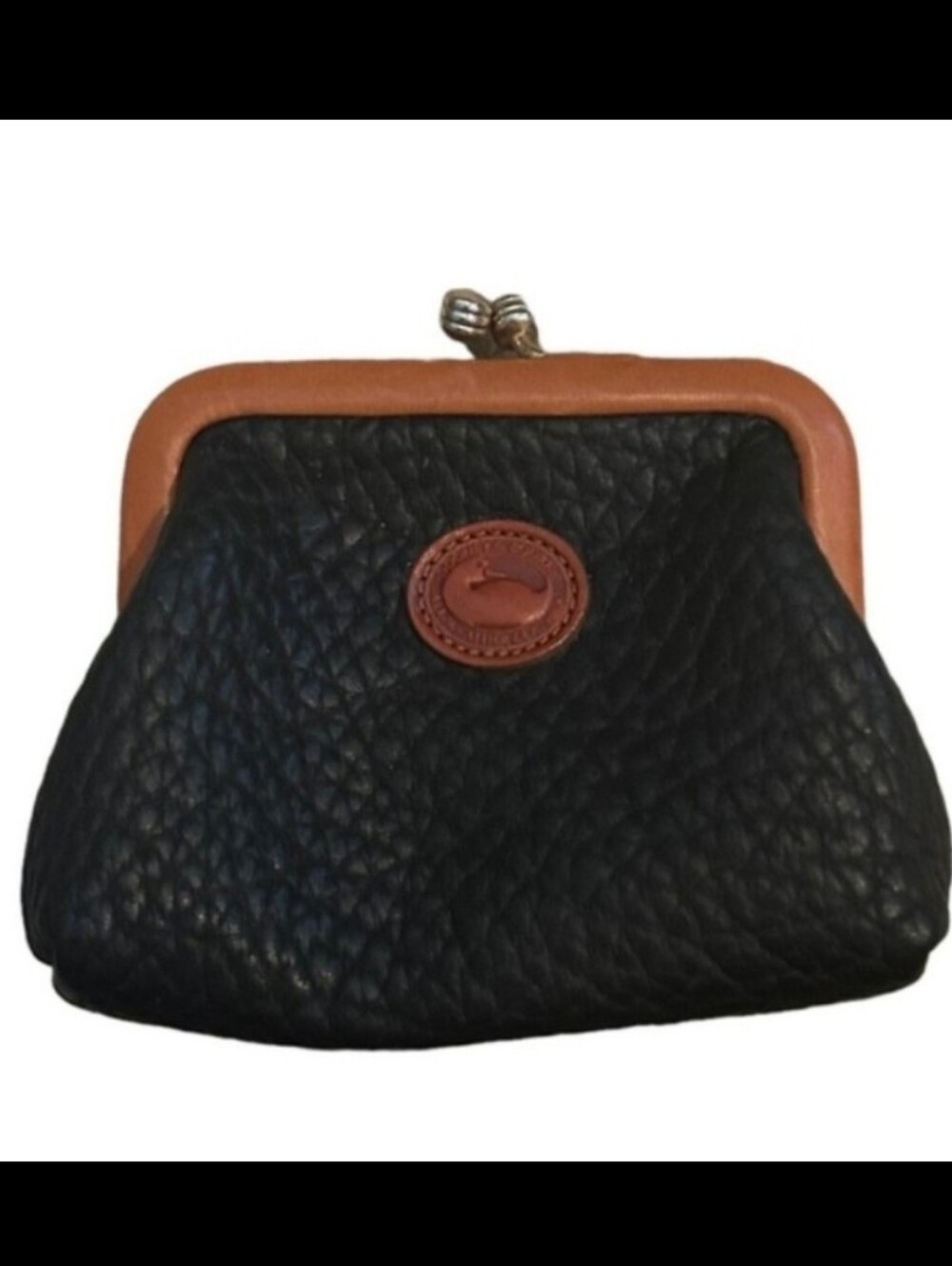 Dooney & Bourke Kisslock Mallord Duck Logo Mini Black Leather Coin Purse